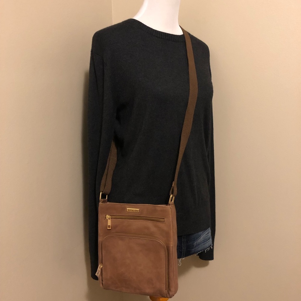 Estalon Tan 100% Leather Crossbody/Sling Bag
